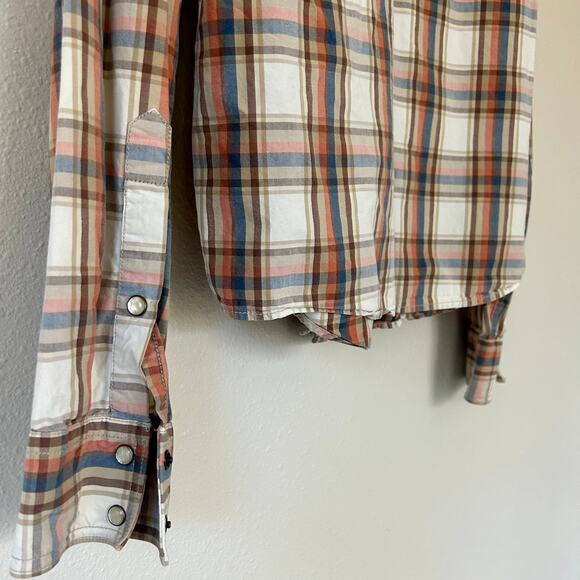 Vintage Hollister plaid pearl snap Y2K button up western cowboy style pockets M - Picture 9 of 15